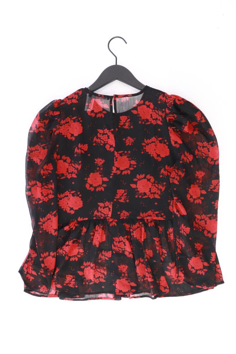 Zara Chiffonbluse Gr. M mit Blumenmuster 3/4 Ärmel schwarz aus Polyester