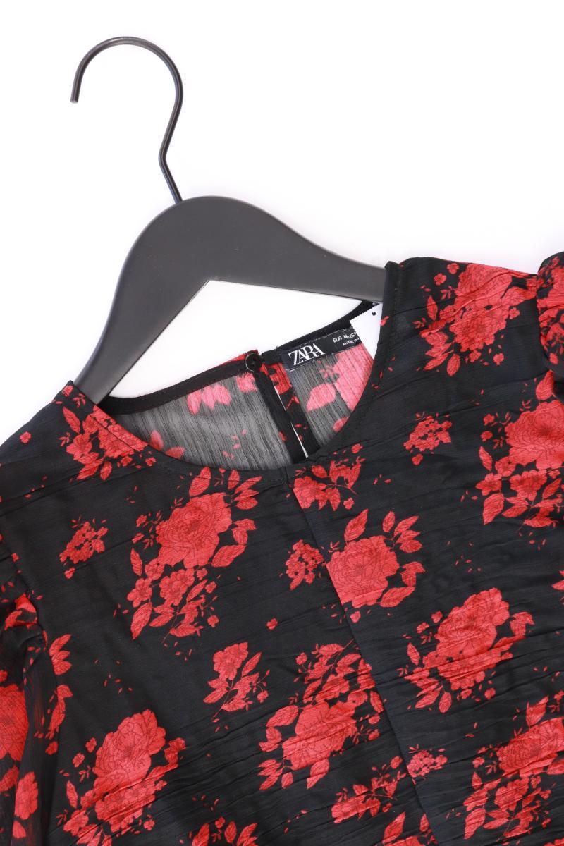 Zara Chiffonbluse Gr. M mit Blumenmuster 3/4 Ärmel schwarz aus Polyester