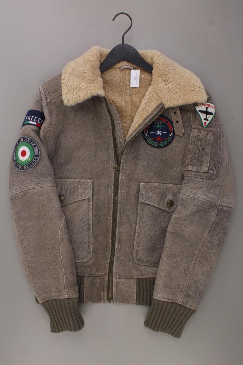Echtleder Pilotenjacke gefüttert für Herren Gr. 52 grau