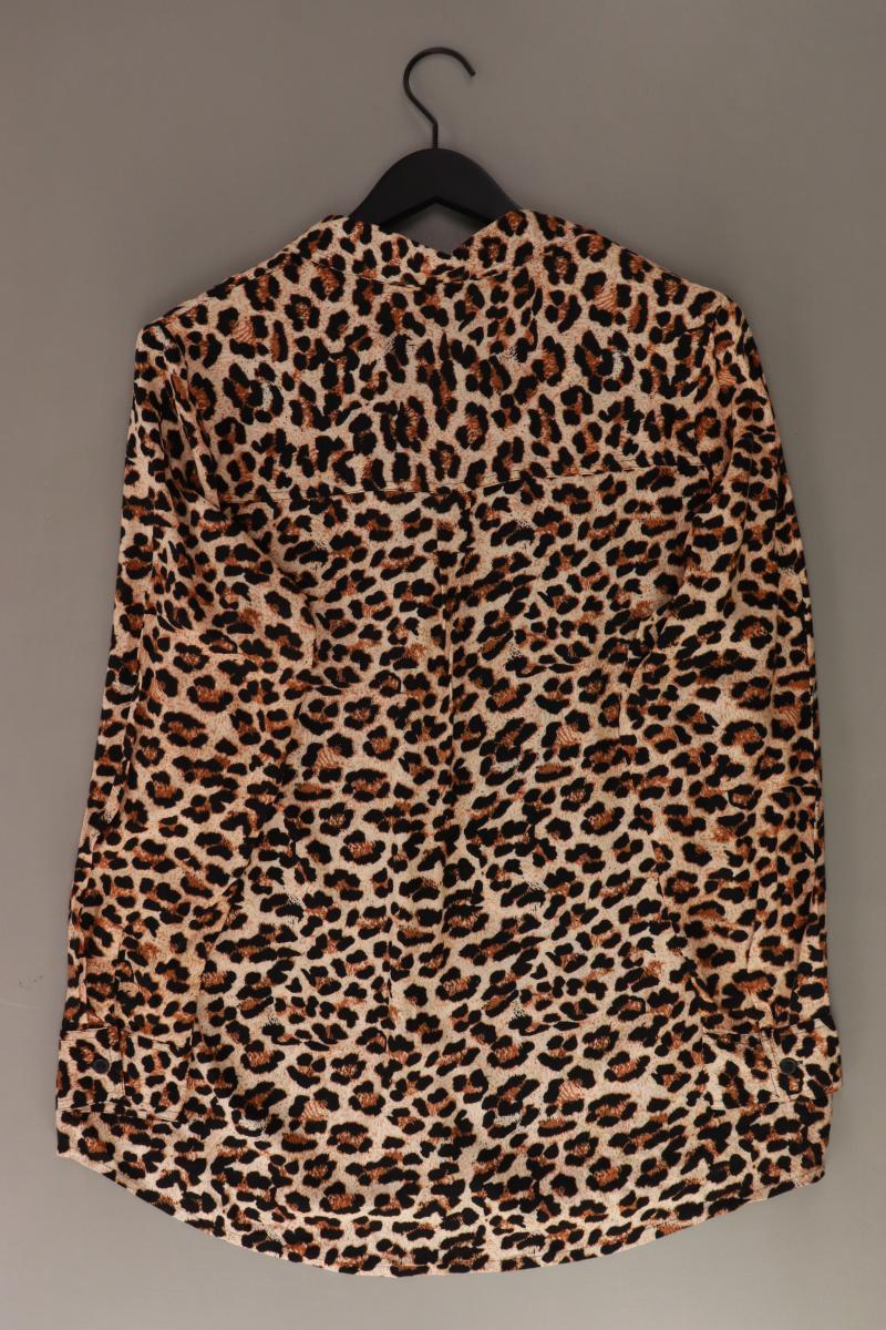 Langarmbluse Gr. 42 mit Tierdruck braun aus Viskose