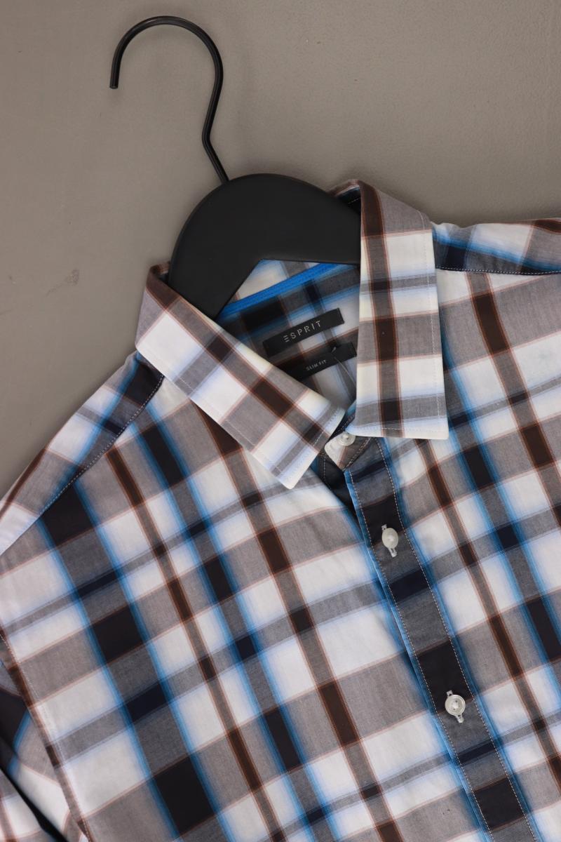 Esprit Karohemd für Herren Gr. Hemdgröße 37/38 kariert Langarm blau