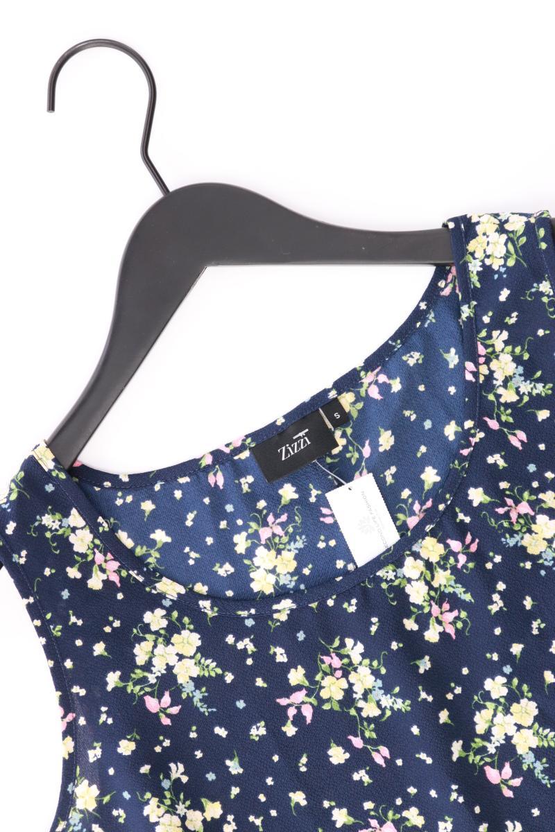Zizzi Ärmellose Bluse Gr. S mit Blumenmuster blau aus Polyester