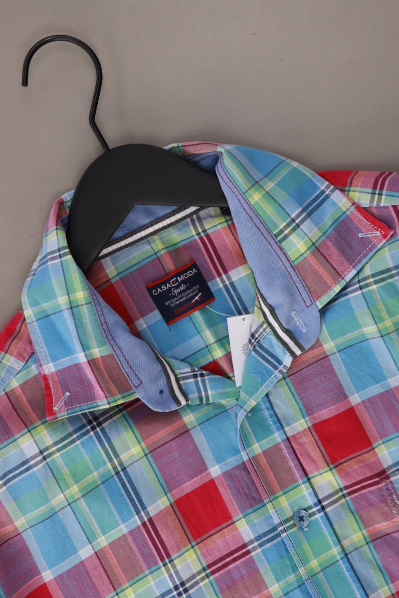 Casa Moda Karohemd für Herren Gr. XL kariert Kurzarm blau aus Baumwolle