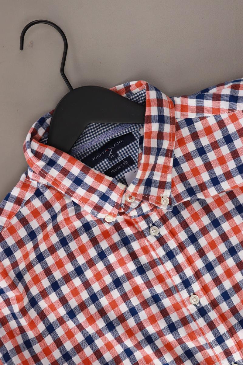 Tommy Hilfiger Karohemd für Herren Gr. XL kariert Langarm orange aus Baumwolle