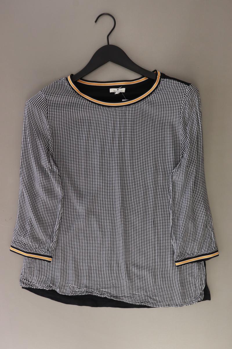 Tom Tailor Regular Bluse Gr. M hahnentritt 3/4 Ärmel grau aus Baumwolle