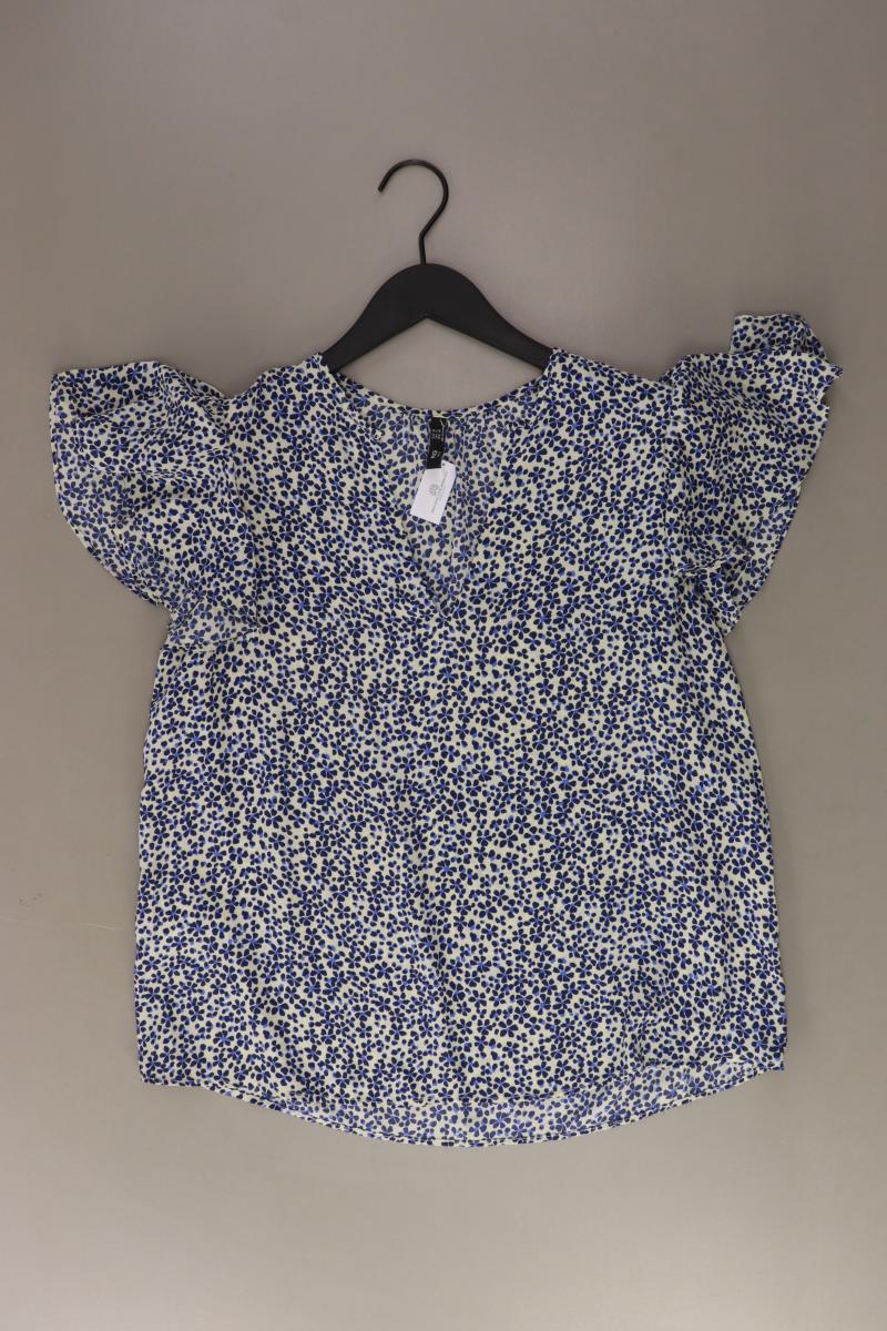 Mango Kurzarmbluse Gr. M mit Blumenmuster blau aus Polyester