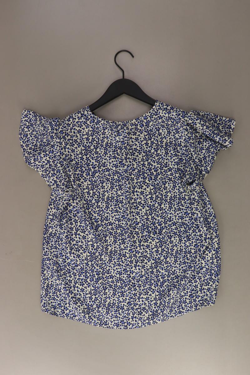 Mango Kurzarmbluse Gr. M mit Blumenmuster blau aus Polyester