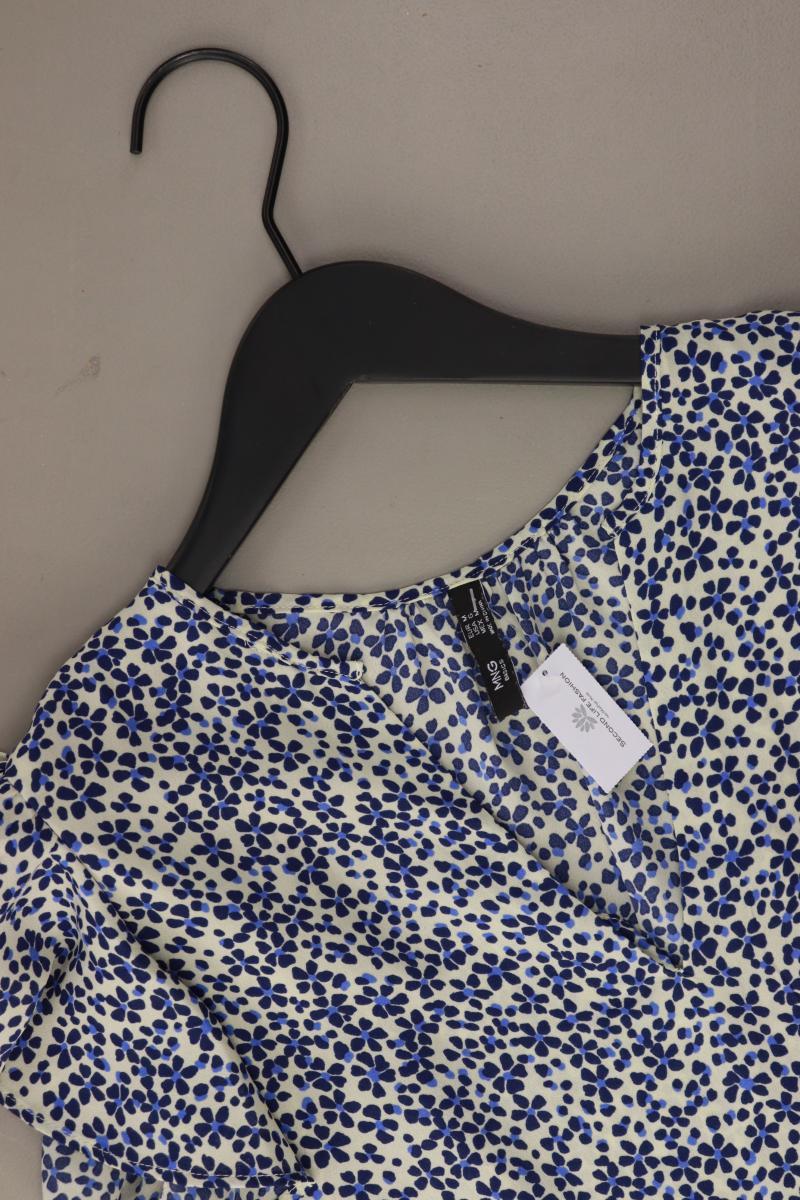 Mango Kurzarmbluse Gr. M mit Blumenmuster blau aus Polyester