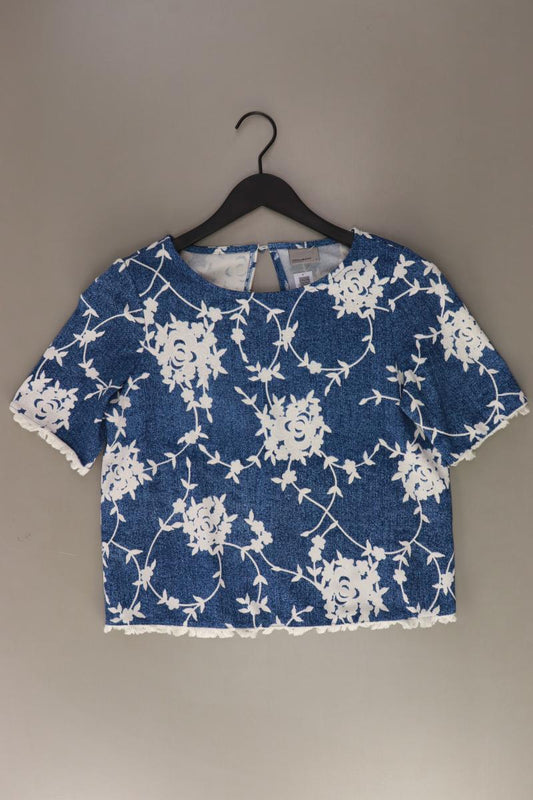 Vero Moda Cropped Shirt Gr. S mit Blumenmuster Kurzarm blau aus Polyester