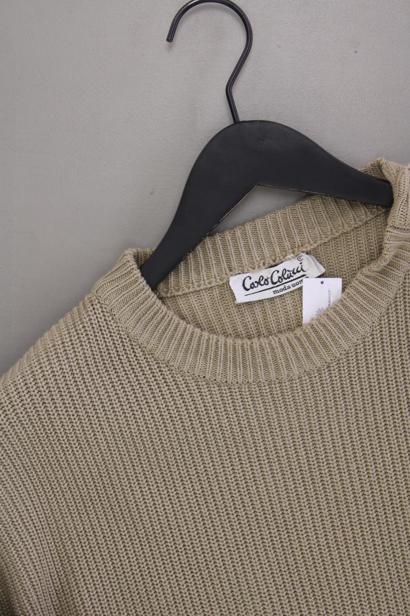 Carlo Colucci Grobstrickpullover für Herren Gr. 54 Vintage braun aus Baumwolle