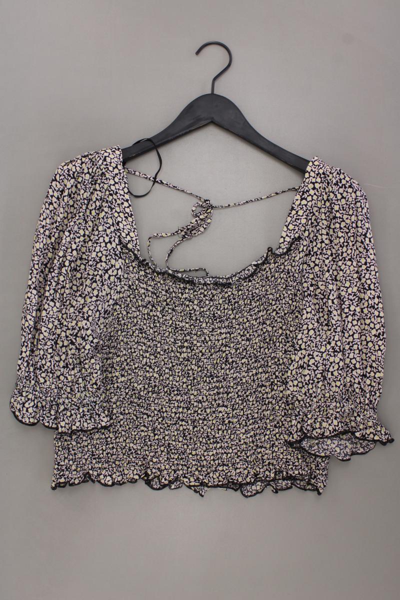 H&M Crop Bluse Gr. L mit Blumenmuster 3/4 Ärmel mehrfarbig aus Viskose