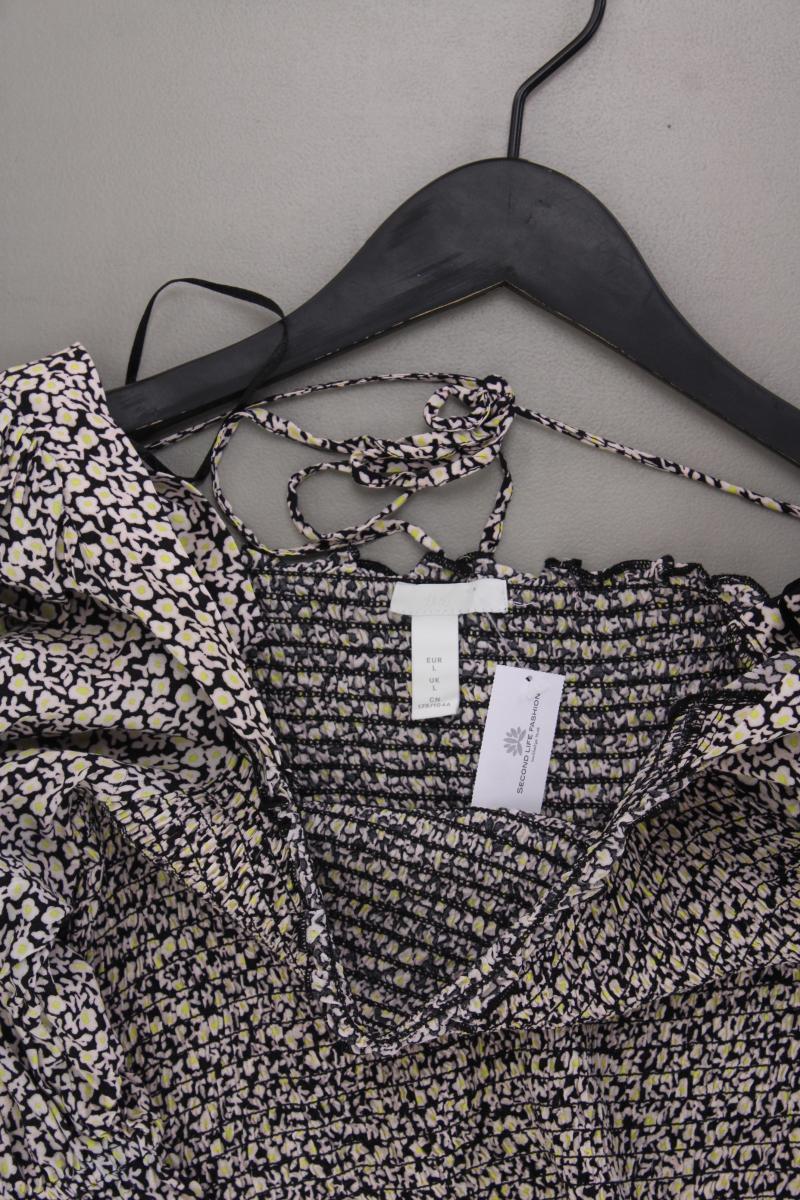 H&M Crop Bluse Gr. L mit Blumenmuster 3/4 Ärmel mehrfarbig aus Viskose