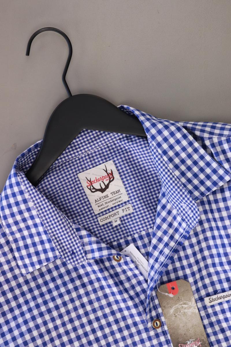 Stockerpoint Trachtenhemd für Herren Gr. XL kariert neu mit Etikett Langarm blau