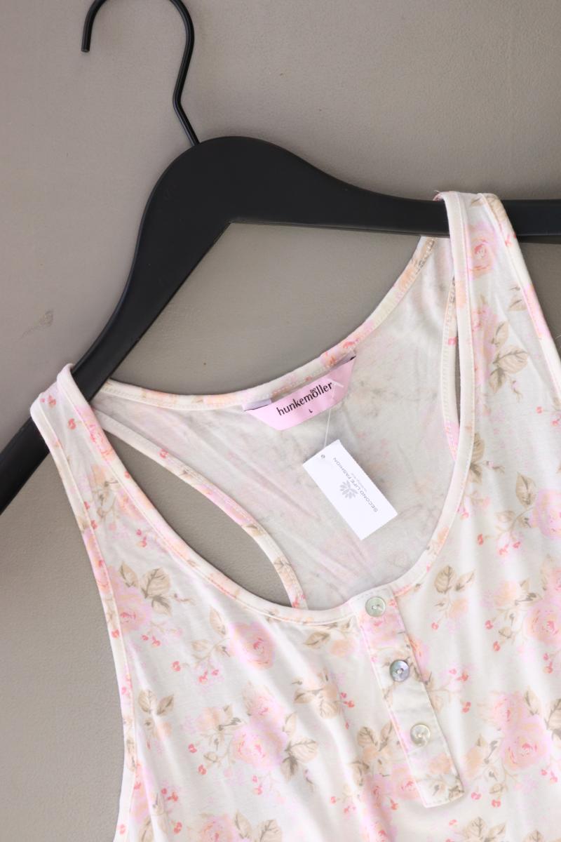 Hunkemöller Kurzer Jumpsuit Gr. L mit Blumenmuster weiß aus Viskose