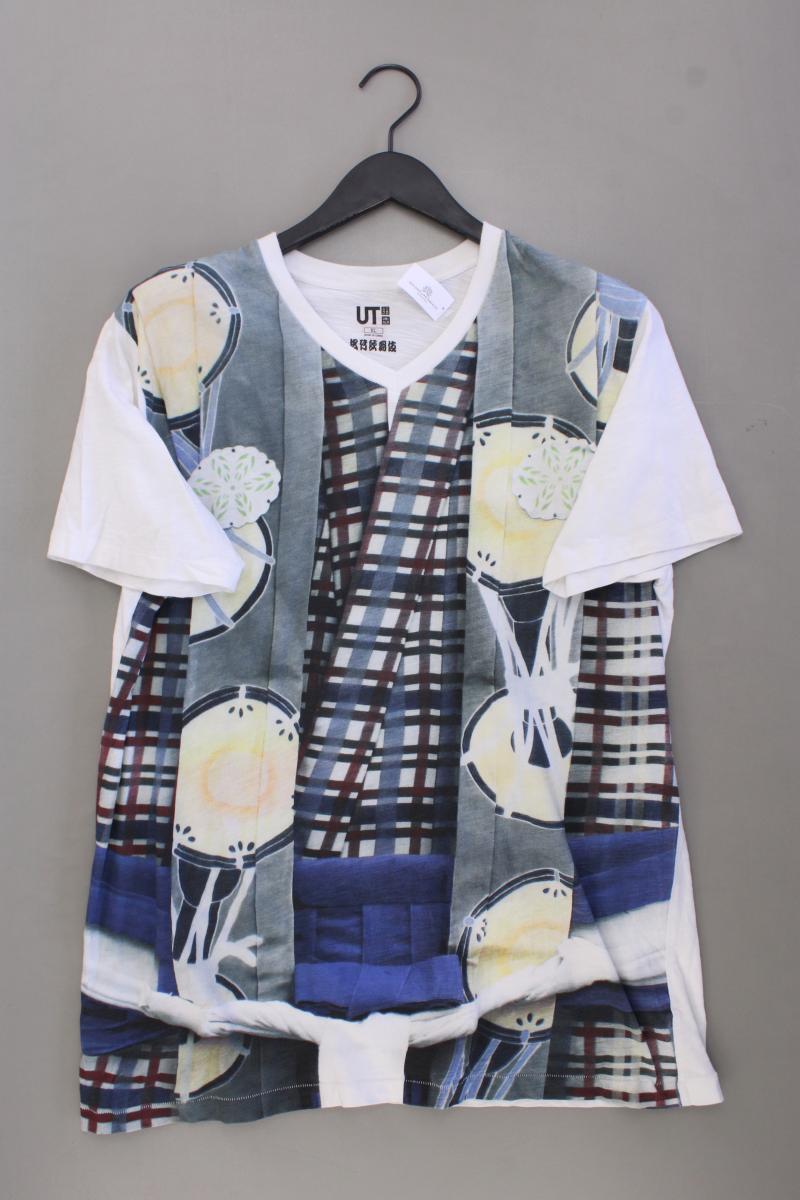 Uniqlo Printshirt für Herren Gr. XL Kurzarm weiß