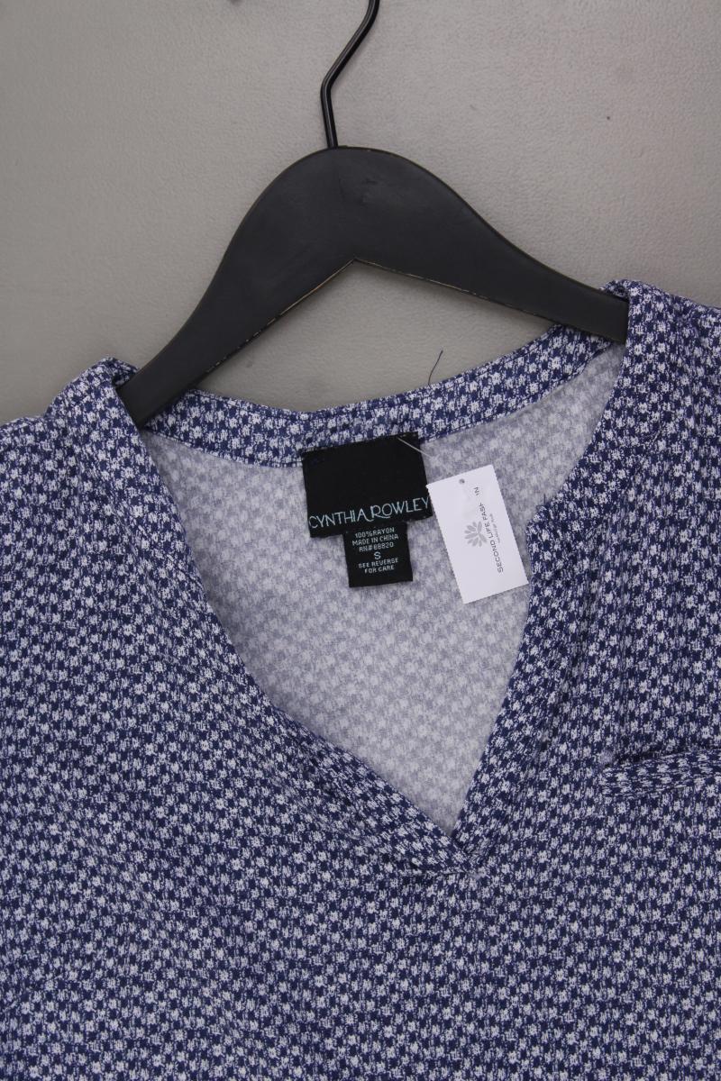 CYNTHIA ROWLEY Kurzarmbluse Gr. S blau aus Viskose
