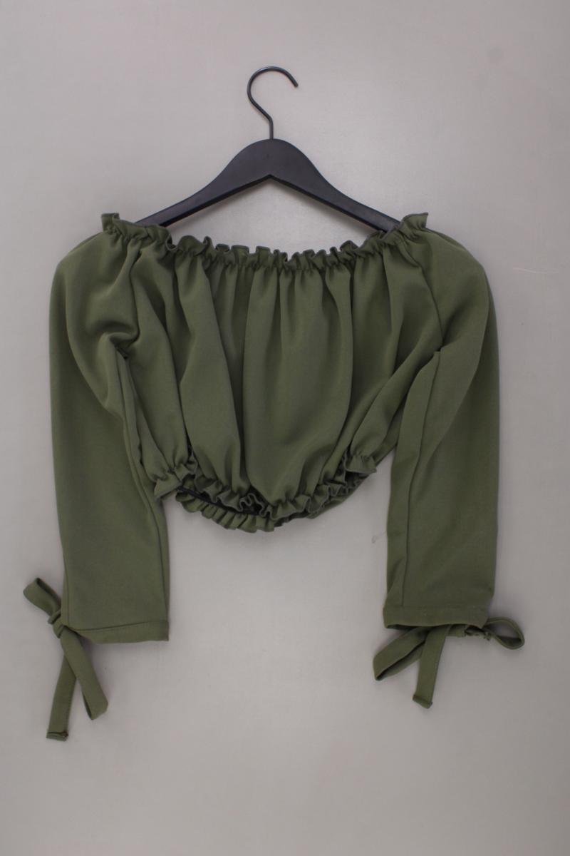 New Look Cropped Bluse Gr. 40 neuwertig 3/4 Ärmel mit Carmen-Ausschnitt olivgrün