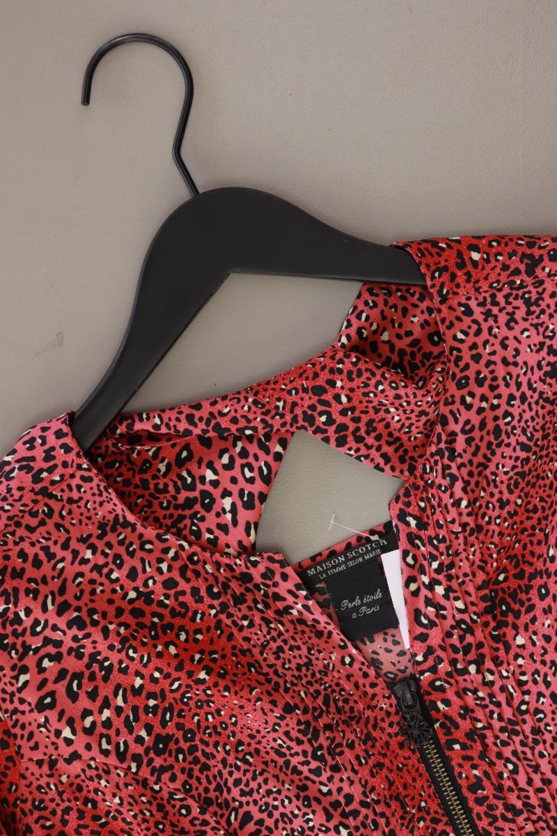 Maison Scotch Midikleid Gr. S mit Tierdruck 3/4 Ärmel rot aus Polyester