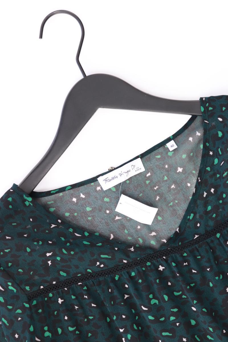 Bonita Chiffonbluse Gr. 40 mit Tierdruck Langarm grün aus Polyester