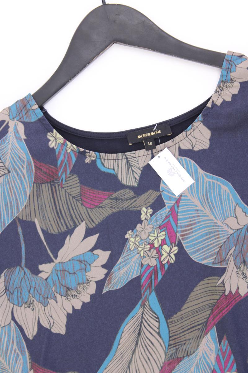 More&More Kurzarmbluse Gr. 38 mit Blumenmuster blau