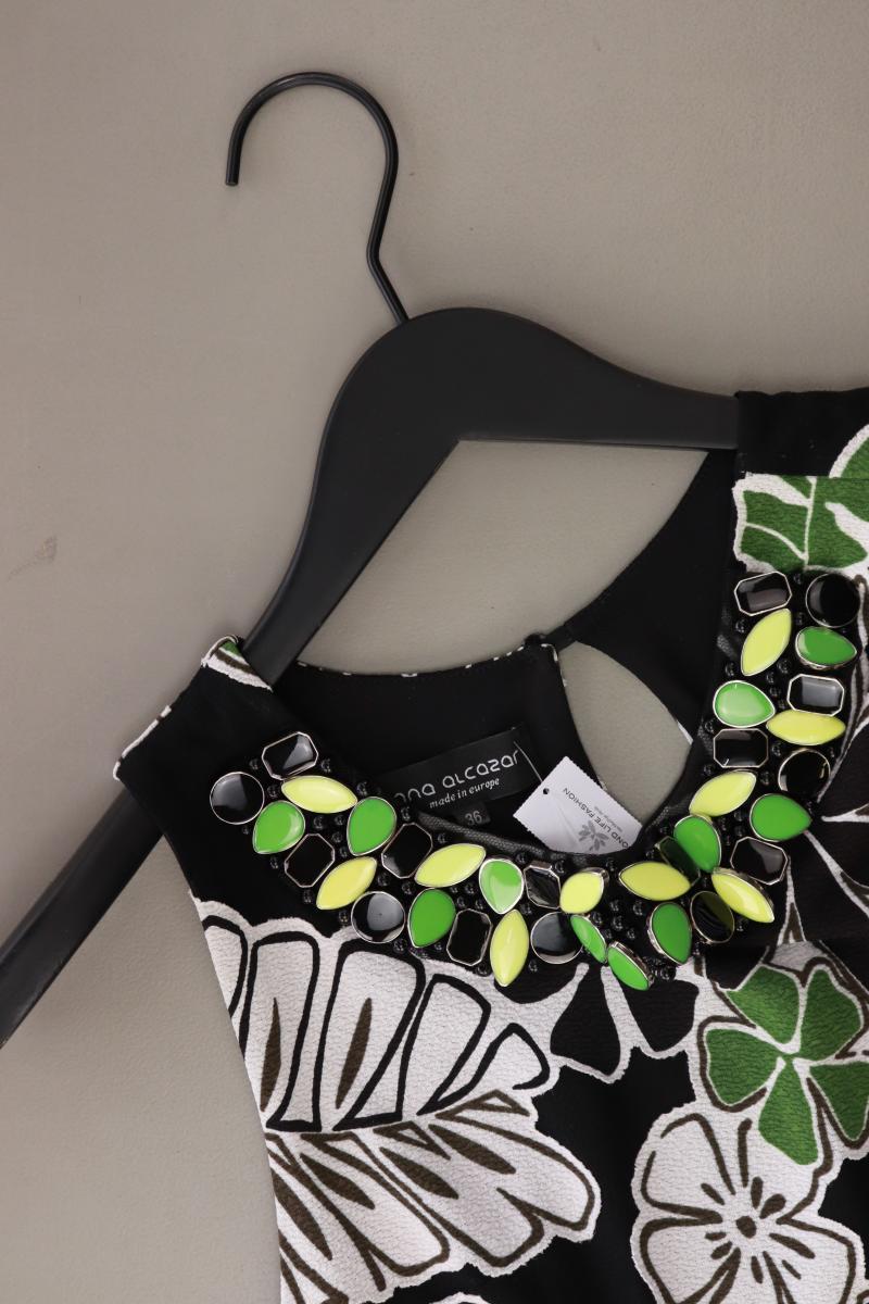 Ana Alcazar Midikleid Gr. 36 mit Blumenmuster Ärmellos schwarz aus Polyester