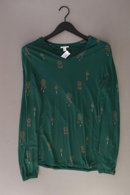 Esprit Shirt mit V-Ausschnitt Gr. S Langarm grün aus Baumwolle