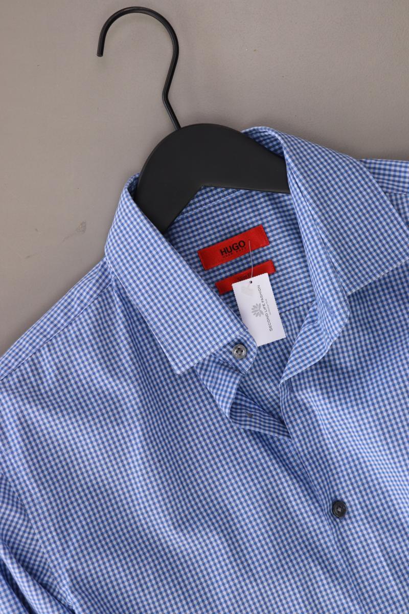 Hugo Boss Karohemd für Herren Gr. Hemdgröße 38 kariert Langarm blau