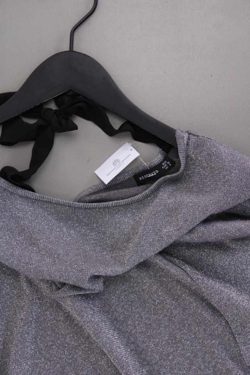 Reserved Oversize-Shirt Gr. 36 3/4 Ärmel mit Glitzer silber aus Viskose