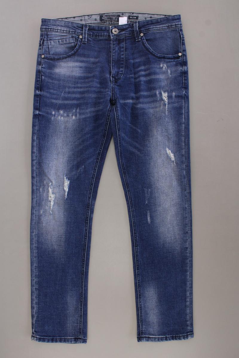 Cross Hatch Slim Jeans für Herren Gr. W34/L32 blau aus Baumwolle