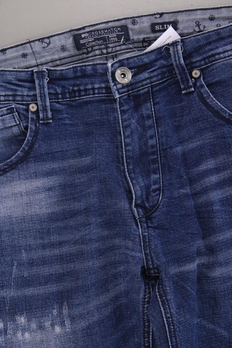 Cross Hatch Slim Jeans für Herren Gr. W34/L32 blau aus Baumwolle