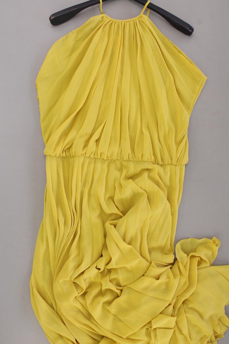 Mango Chiffonkleid Gr. L Ärmellos gelb aus Polyester