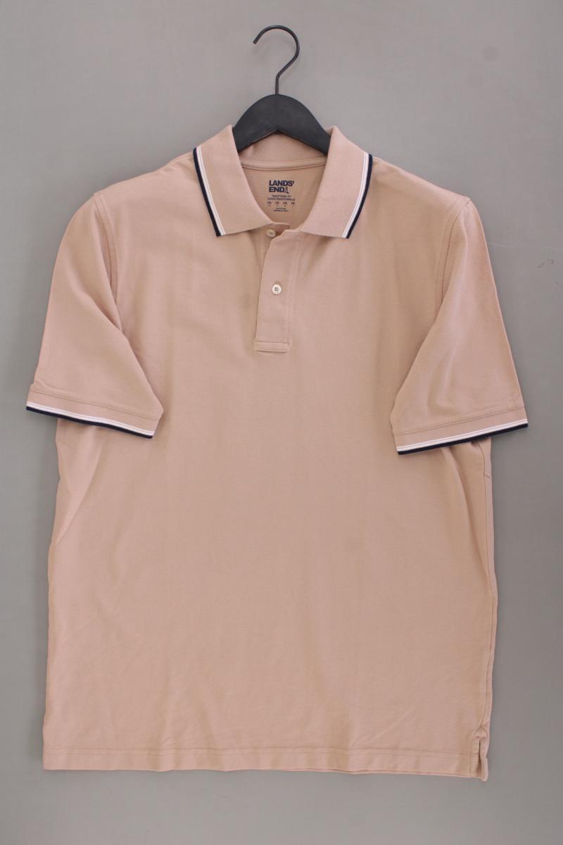 Lands' End Poloshirt für Herren Gr. M neuwertig Kurzarm creme aus Baumwolle