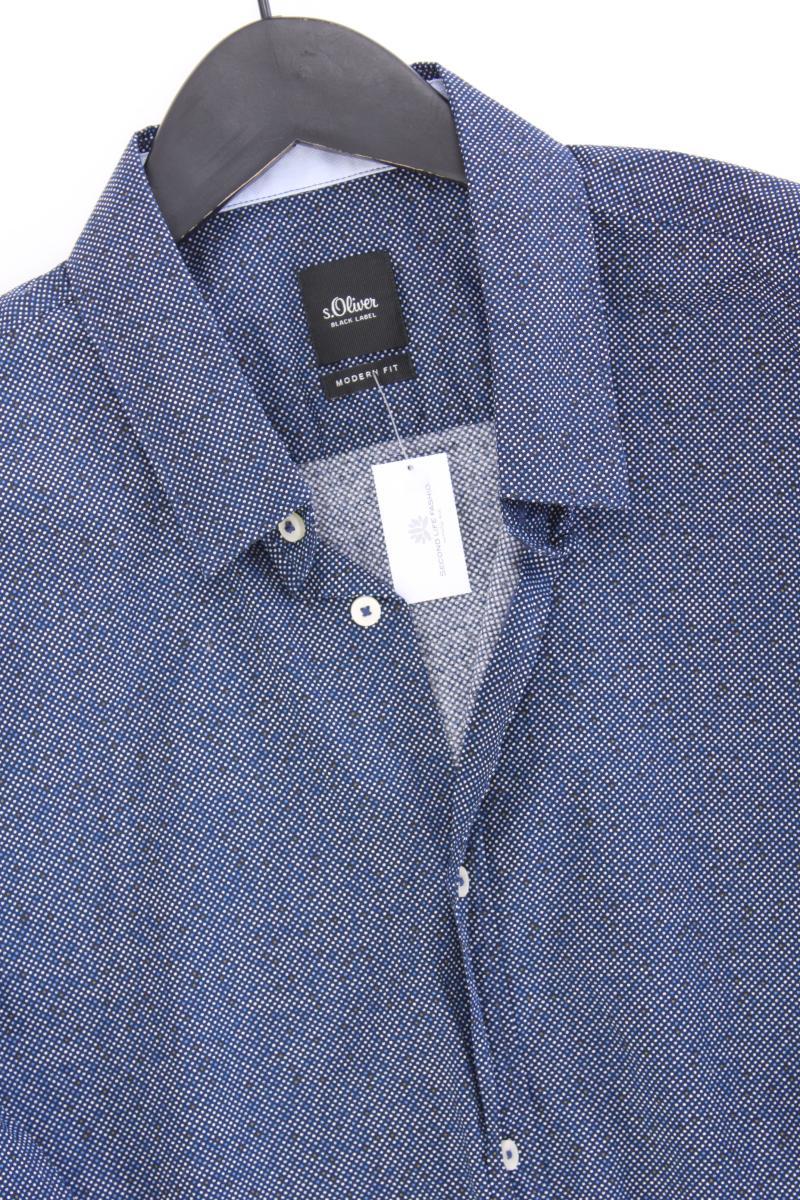 s.Oliver Black Label Langarmhemd für Herren Gr. L blau aus Baumwolle