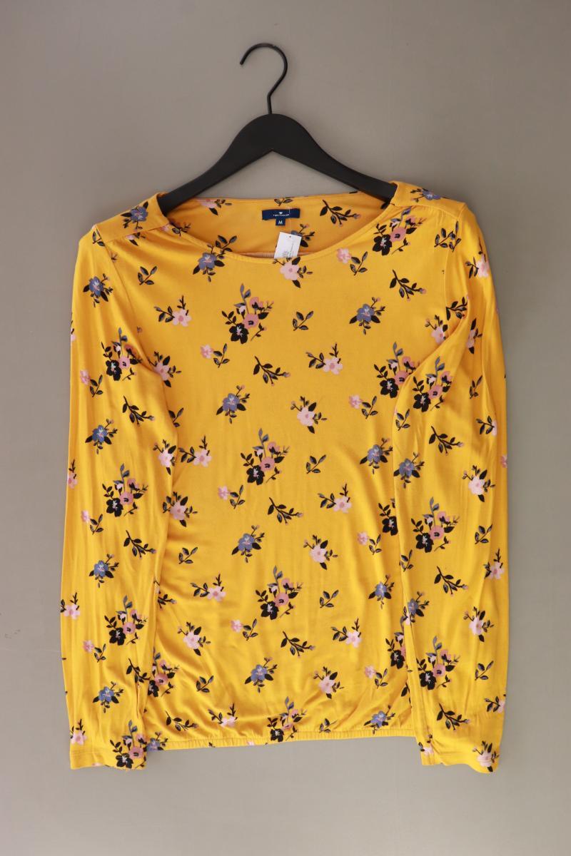 Tom Tailor Longsleeve-Shirt Gr. M mit Blumenmuster Langarm gelb aus Viskose