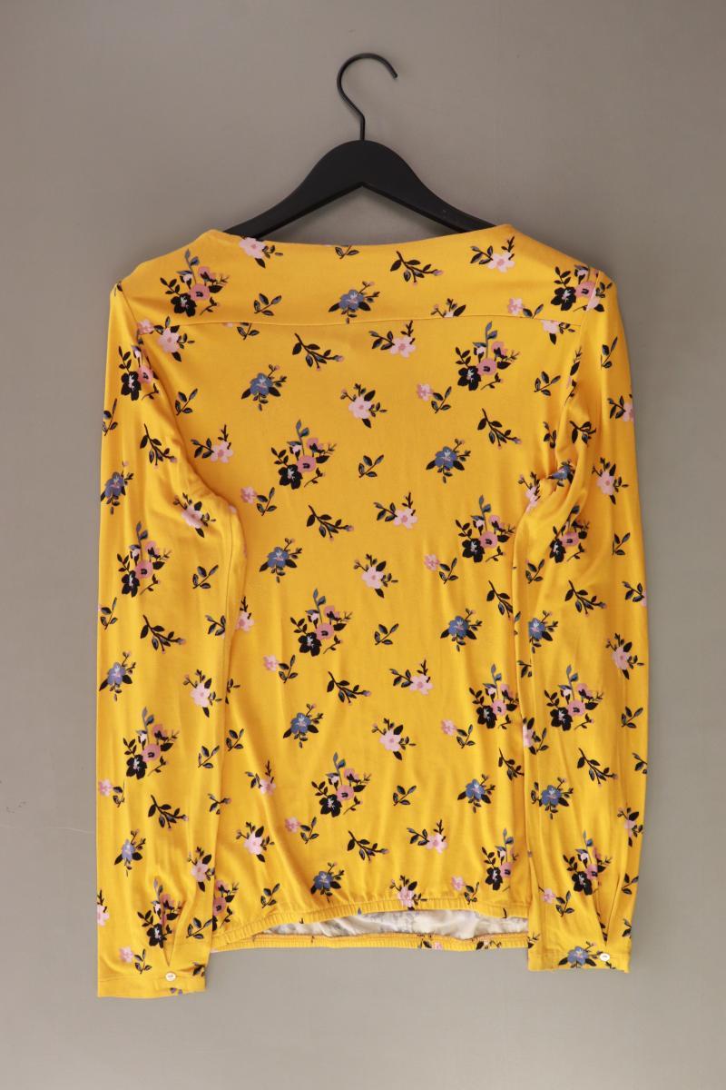 Tom Tailor Longsleeve-Shirt Gr. M mit Blumenmuster Langarm gelb aus Viskose