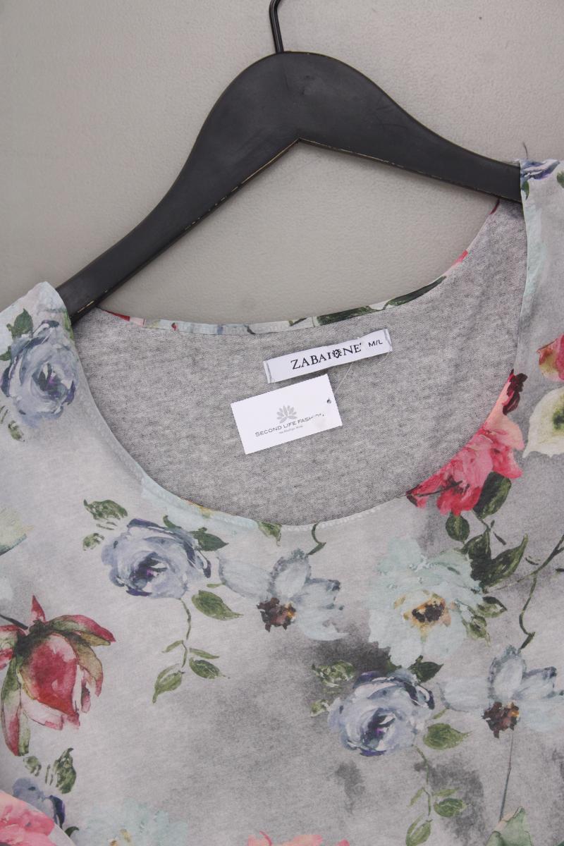 Zabaione Chiffonbluse Gr. M/L mit Blumenmuster Langarm grau aus Polyester