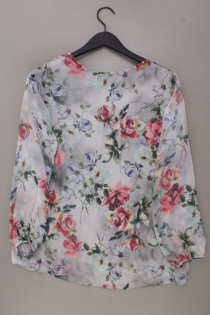 Zabaione Chiffonbluse Gr. M/L mit Blumenmuster Langarm grau aus Polyester