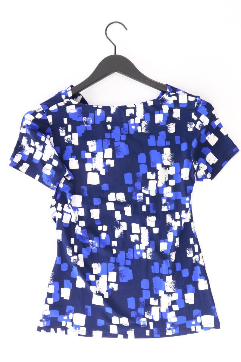 DUNNES Kurzarmbluse Gr. 38 geometrisches Muster blau aus Polyester