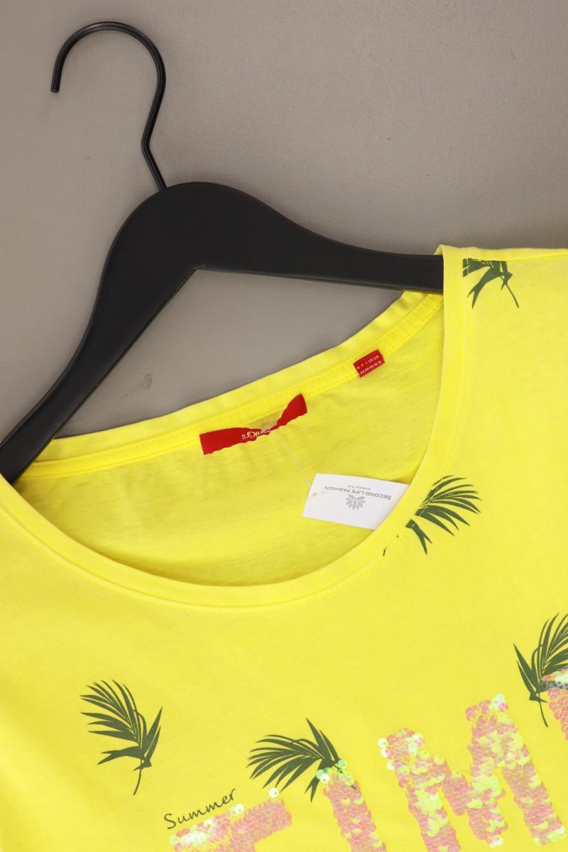 s.Oliver Printshirt Gr. 42 Kurzarm gelb aus Baumwolle