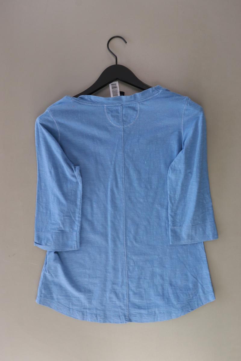 olsen Shirt mit V-Ausschnitt Gr. XS 3/4 Ärmel blau aus Baumwolle