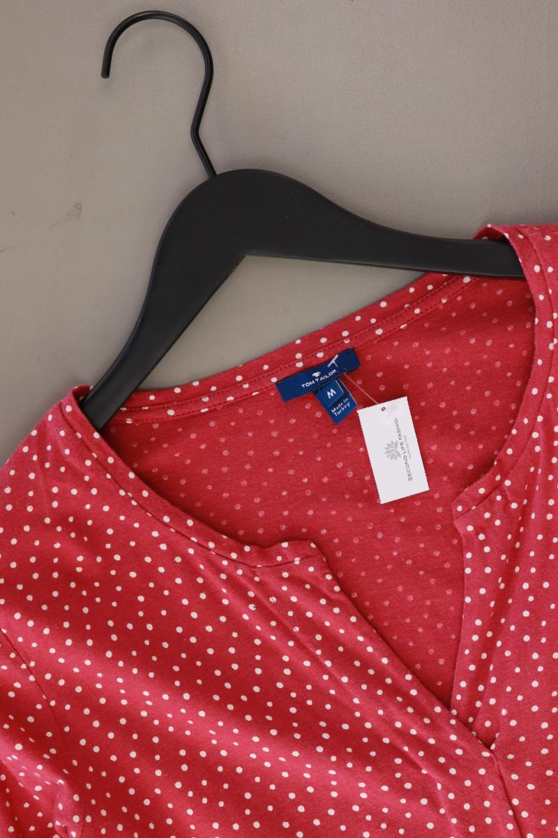 Tom Tailor Shirt mit V-Ausschnitt Gr. M gepunktet 3/4 Ärmel pink aus Baumwolle
