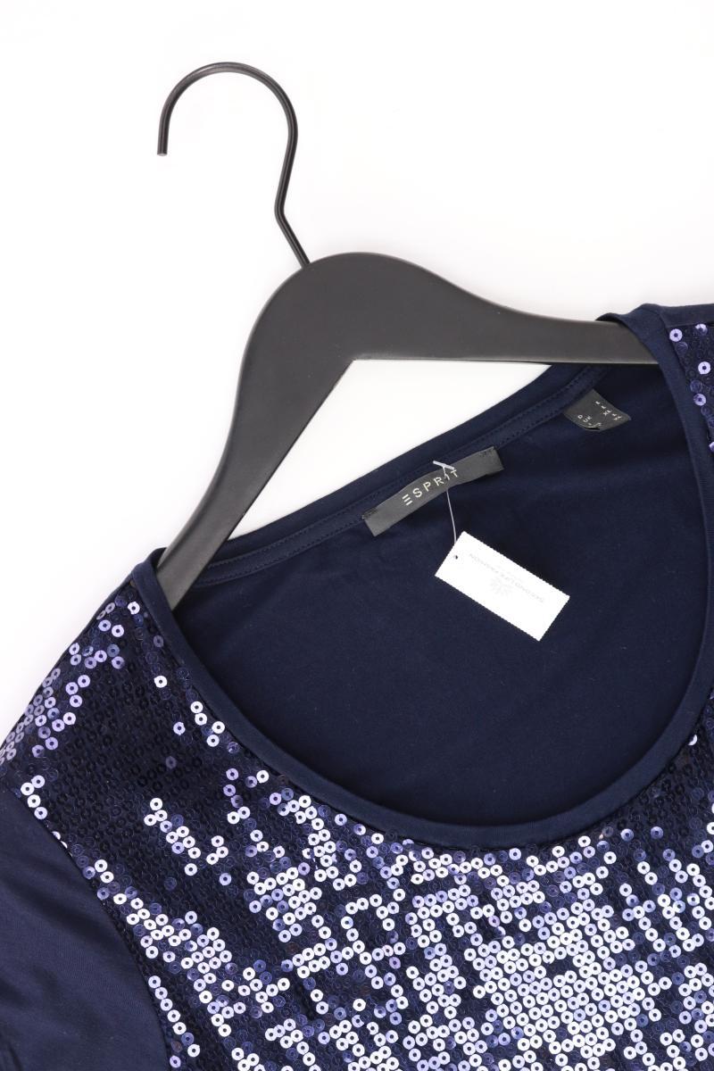 Esprit T-Shirt Gr. L Kurzarm mit Pailletten blau aus Viskose