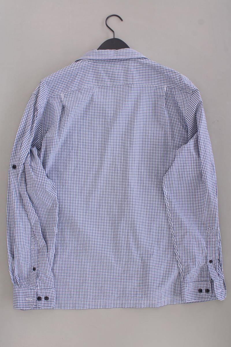 Lands' End Karohemd für Herren Gr. XL kariert Langarm blau aus Polyester