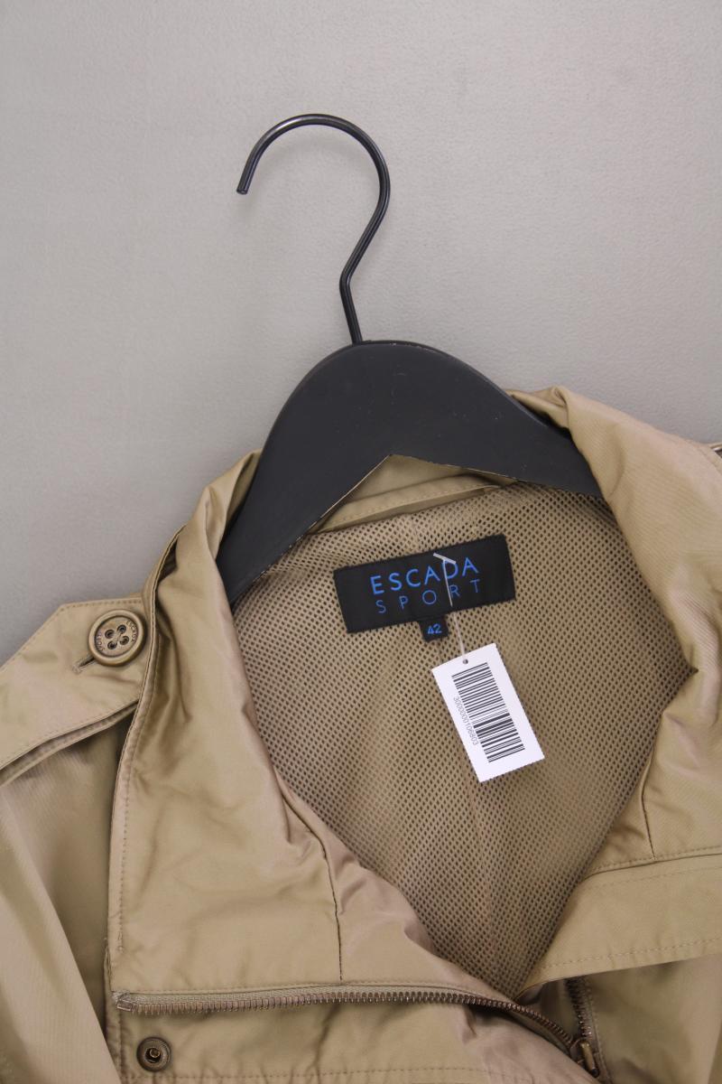 Escada Sport Übergangsjacke Gr. 42 neuwertig mit Gürtel braun aus Polyester