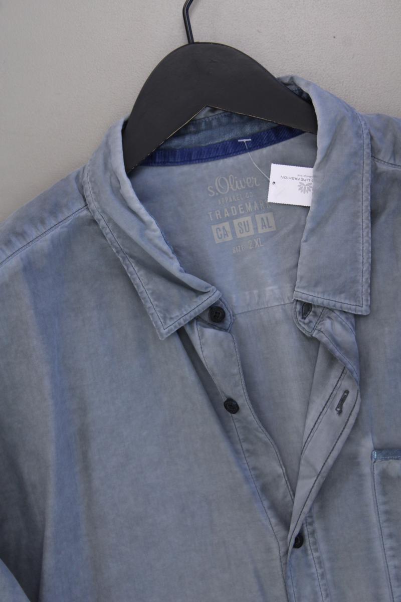 s.Oliver Langarmhemd für Herren Gr. XXL blau aus Baumwolle
