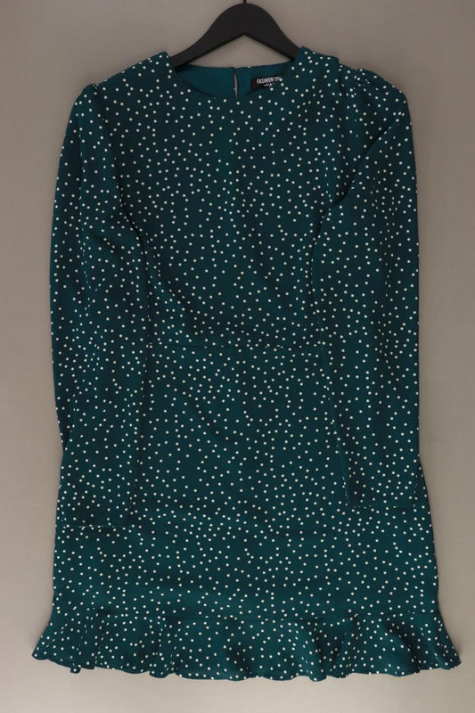 Fashion Union Kleid Gr. 42 gepunktet Langarm grün aus Polyester