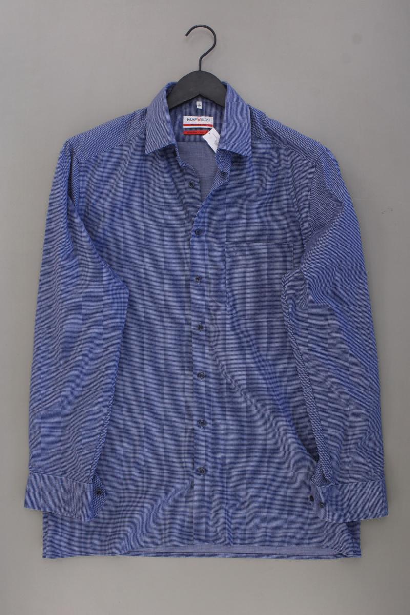 MARVELIS Langarmhemd für Herren Gr. Hemdgröße 41 blau aus Baumwolle