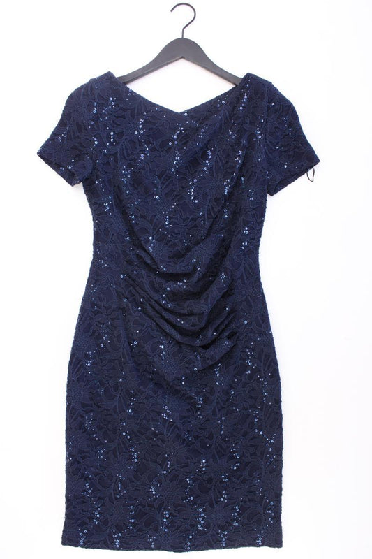 Marie Noir Abendkleid Gr. 40 neuwertig Kurzarm mit Pailletten blau aus Polyamid