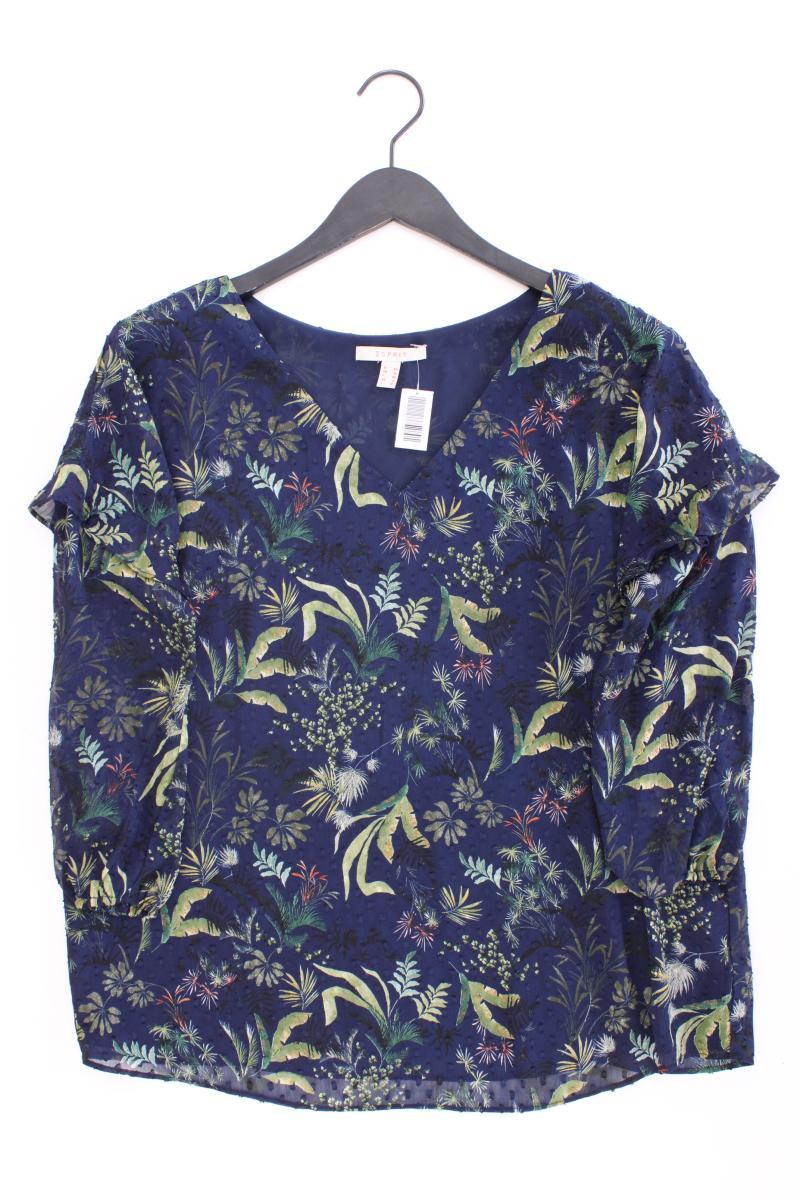 Esprit Chiffonbluse Gr. 40 mit Blumenmuster 3/4 Ärmel blau aus Polyester