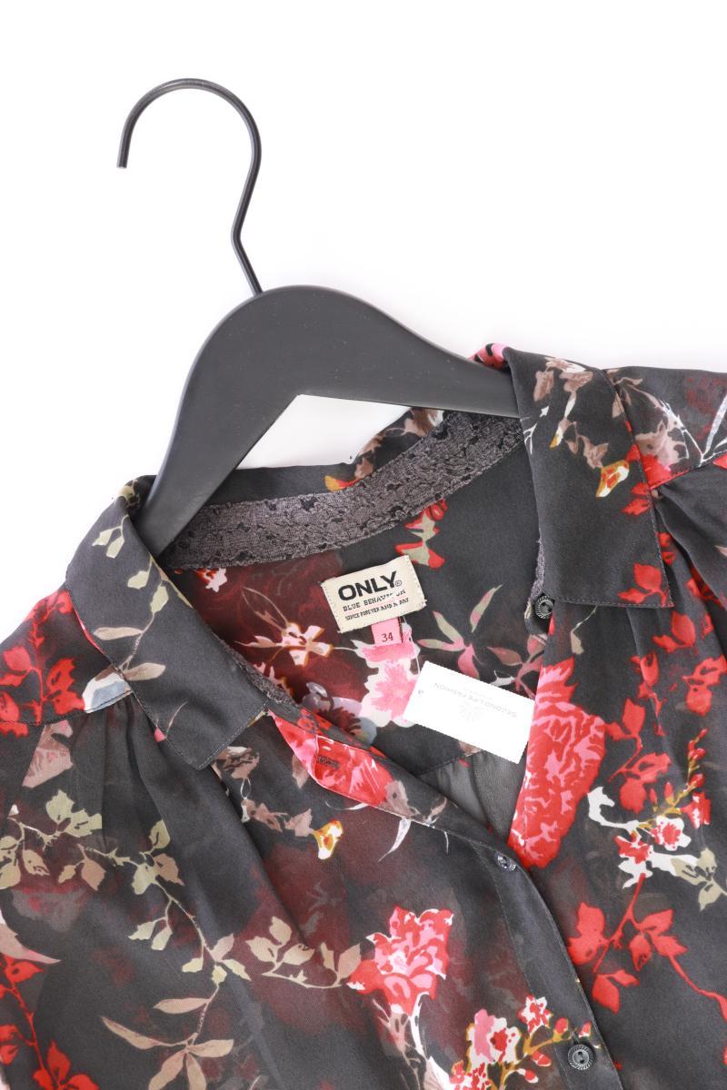 Only Langarmbluse Gr. 34 mit Blumenmuster schwarz aus Polyester